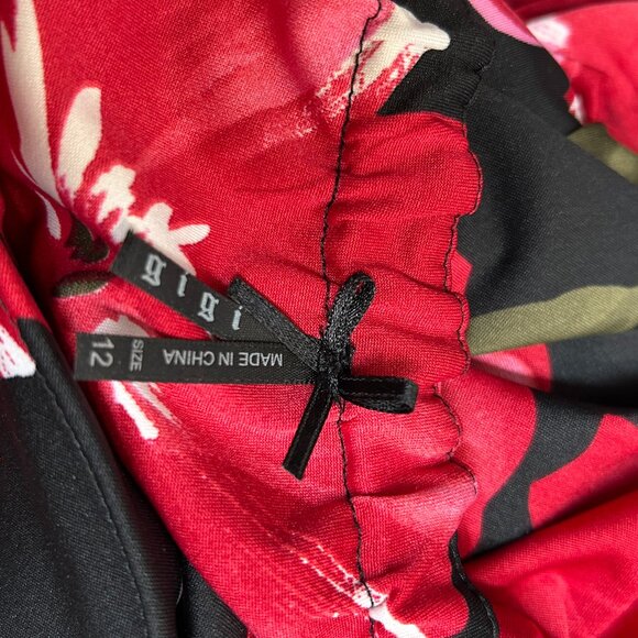 Gigi Womens Maxi Dress Size 12  Halter Red Tropical Floral Resort Wear Beachy - Picture 6 of 10